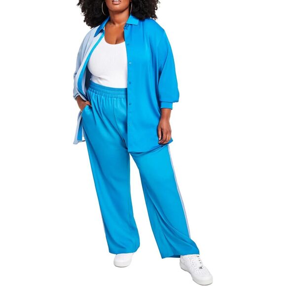 NINA PARKER Plus Colorblock Satin Sheen Shirt & Pants, NWT! Size 2X - Picture 1 of 9
